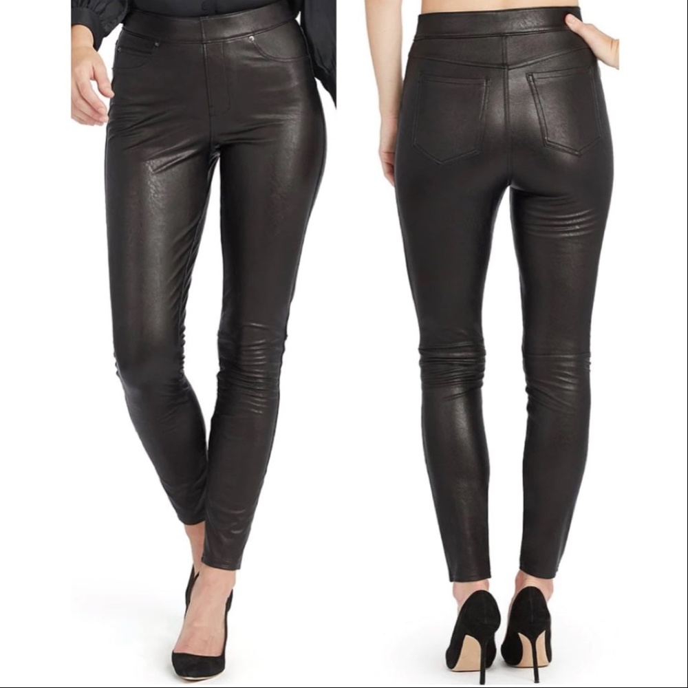 SPANX | Leather Like Skinny Black Noir Pull on Stretch